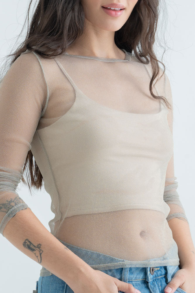 Top Mesh Manga Larga