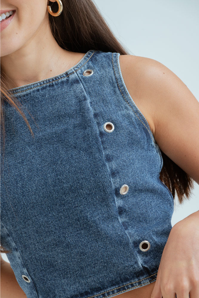 CROP DENIM OJALETES