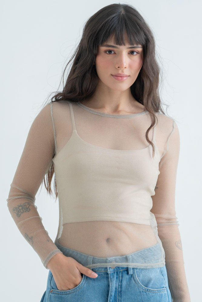 Top Mesh Manga Larga