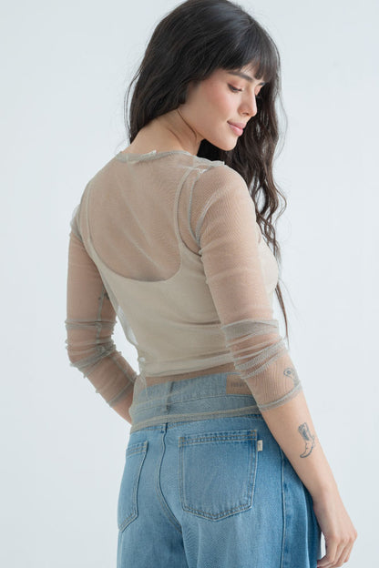 Top Mesh Manga Larga