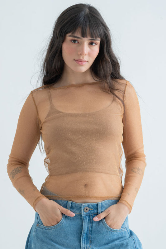 Top Mesh Manga Larga